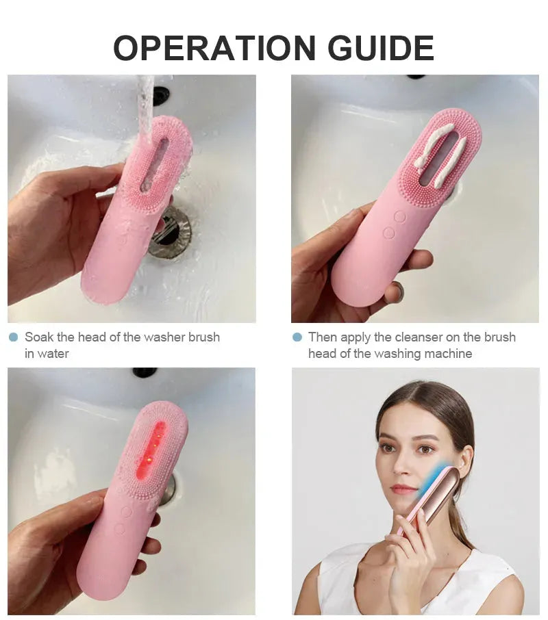 Facial Cleansing Brush Electric 3 In 1 USB Charging 3 Gears Waterproof Silicone Skin Care Deep Cleaning Tool - Bellarte Enchanté Facial Cleansing Brush Electric 3 In 1 USB Charging 3 Gears Waterproof Silicone Skin Care Deep Cleaning Tool